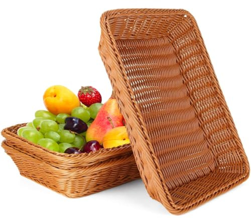Rectangulaires en Osier Pain Paniers Rangement Tissés en Polyosier Panier Pain Corbeille a Pain Paniere a Pain Corbeille Osier, Idéal pour Conserver le Pain, les Fruits et d'Autres Produits