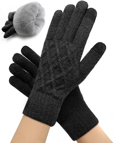 JYUYNY Winter Gloves for Women Men – Warm Touchscreen Knit, Thermal Wool Lining Cold Weather Gloves for Driving Texting