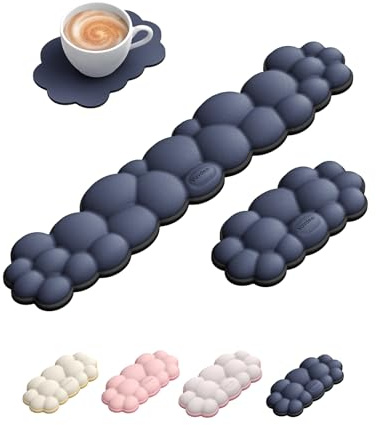 Vaydeer Keyboard Wrist Rest, Cloud Design, Memory Foam, Black and Blue