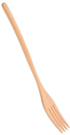 STOBAZA Tenedor de Madera Ergonómico para Ensalada Mango Largo, Utensilio Práctico y Elegante para Servir y Mezclar Cocina del Hogar