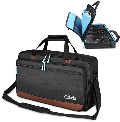 SUNDOY DJ Controller Case for DDJ-FLX10, REV7 & XDJ-RR | Fits Large Controllers · 8 mm Padding · Accessory Pockets · 17.4inch Laptop Compartment · Shoulder Strap