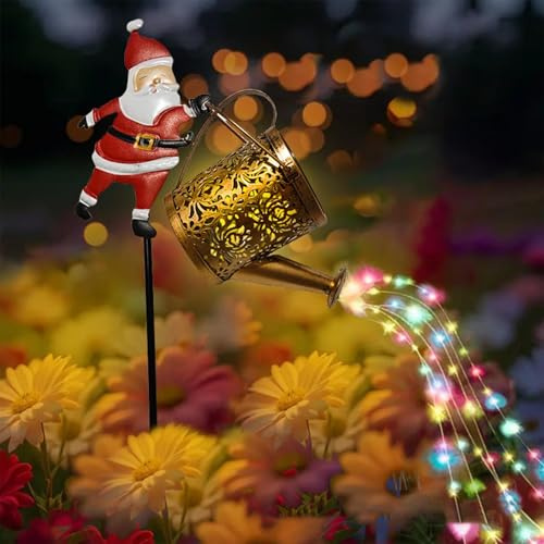 Christmas Santa Solar Kettle Lights Garden Lawn Decorative Lights, Weihnachts Gießkanne Weihnachtsmann Licht Solar Gießkanne Lichterkette Aussen, Wasserdicht Gießkannenlicht Für Garten Deko