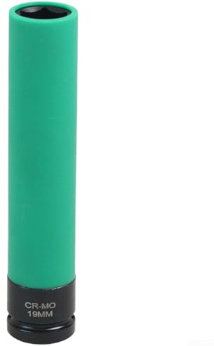 Juego de llaves de vaso extralargas para tuercas de impacto de 17 mm, 19 mm, 21 mm de profundidad, acero cromado moly con mangas protectoras de 1/2 pulgada para tuercas de rueda y extracción