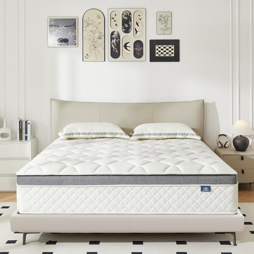 Happiland Queen Size Mattress, 10 Inch Hybrid Memory Foam Queen Mattress in a Box, with Upgrade Individually Pocket Springs, Pressure Relief, Breathable Comfort and Durable, CertiPUR-US