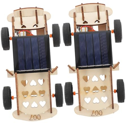 SOPOTUTU Kit de Construcción de Automóviles Solares 2 Piezas, Modelo de Coche DIY de Madera, Juguete Educativo Stem para Experimentos Científicos y Aprendizaje Interactivo Infantil