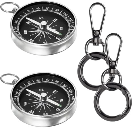 2 Stück Kompass Schlüsselanhänger,Wasserdicht Kompass Outdoor,Tragbar Taschenkompass,Langlebig Und Stoßfest,Geeignet Für Outdoor-Aktivitäten,Wandern Und Camping