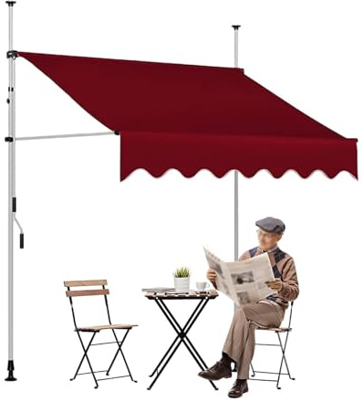 JHIAADEY Tenda Da Sole A Morsetto Per Esterno,Tende Da Sole Per Esterno Avvolgibili,Tenda Manuale Con Manovella,Impermeabile,Resistente Al Sole,Adatto For Cortili,Negozi(Burgundy,2.5M/8.2FT)