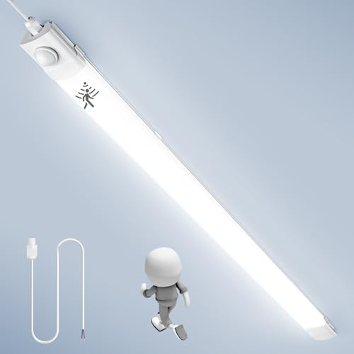 Dibaful LED Feuchtraumleuchte 120cm mit Bewegungsmelder | Leuchtstoffröhre 40W Röhre LED Werkstatt Deckenleuchte Lampe | 6500K Kaltweiß Leuchtstofflampe