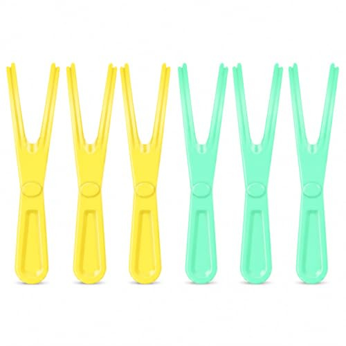 FOCJUK 6 Piezas Soporte hilo dental reutilizable, soporte de repuesto, tenedor de hilo dental para limpieza dental, tenedores interdentales, portátil, para limpieza interdental de dientes