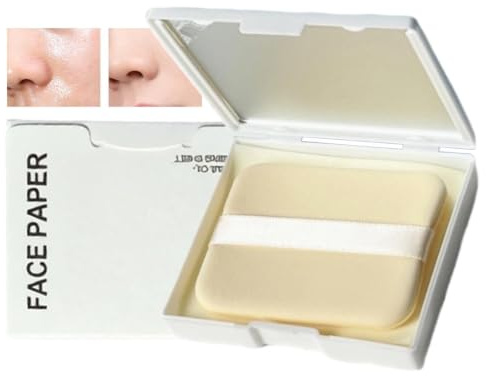 Oil Blotting Sheets with Mirror Puff Oil Absorbing Instant Skin Care | 300-Piece Shine Control Film Paper for Women Home Travel Daily Makeup Gym Study Workout