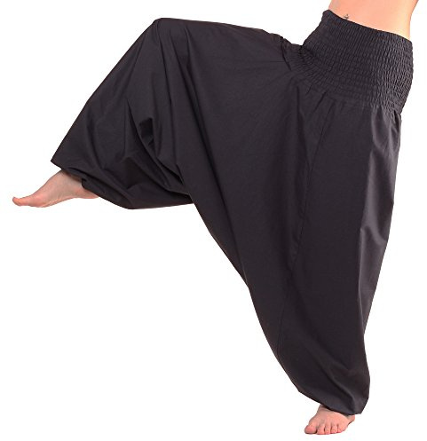 Leucht-Welten Pumphose Aladinhose Tiefer Schritt Haremshose Schwarz Einheitsgröße