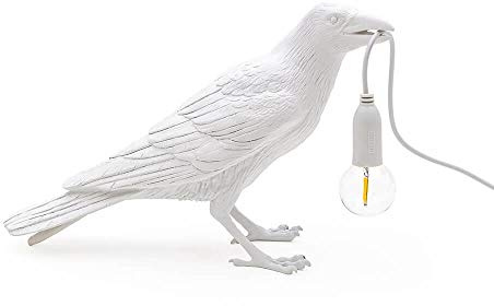 SELETTI Bird Lamp Waiting Lampada da Tavolo Corvo Bianco