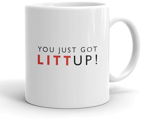 GrassVillage “You Just Got Litt Up” Ceramic Mug, Cup, White, 11oz, Xmas Christmas Office Gift