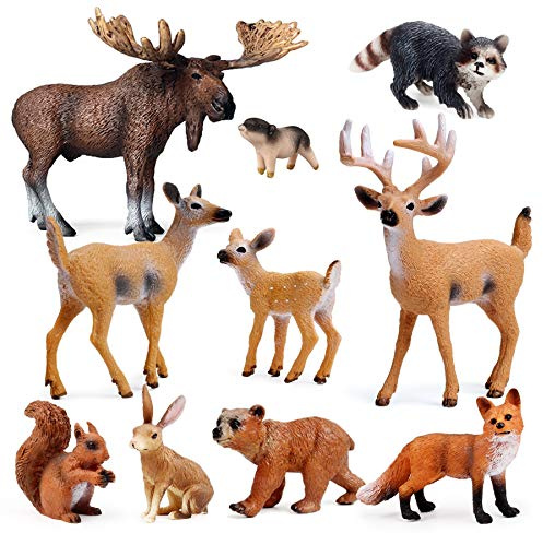 10pcs Forest Animals Figures, Woodland Creatures Figurines, Miniature Toys Cake Toppers