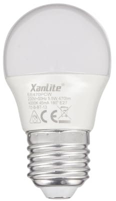 Xanlite EE470PCW LED P45 Sockel E27 – 5,3 W (40 W Eq) – Standard-Leuchtmittel für Büro, Kinderzimmer, Erwachsene, Baby, Wohnraum, Badezimmer, Energieeffizienzklasse A +, neutrales Weiß