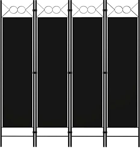 vidaXL Biombo Divisor de 4 Paneles de Pie Plegable Separador Habitación Dormitorio Estancia Decoración Partición Privacidad Negro 160x180 cm