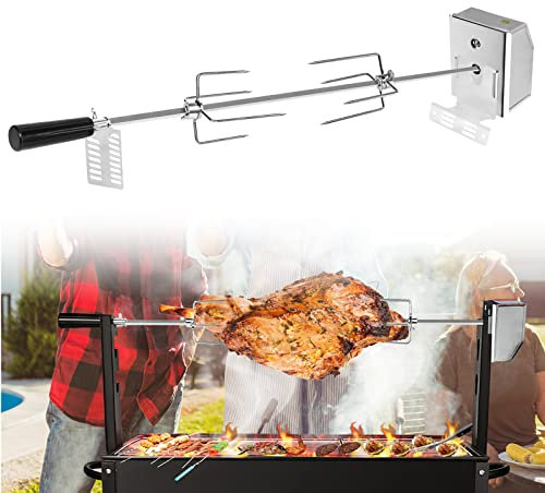 LARS360 Set di spiedo da 107 cm, in acciaio inox per barbecue a gas, con motore 220-240 V