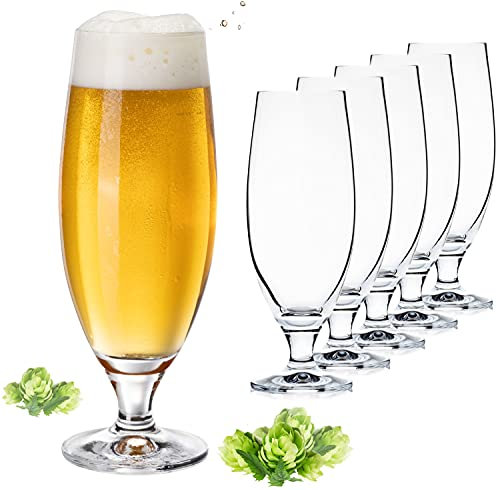 PLATINUX Juego de 6 copas de cerveza de 500 ml (máx. 580 ml) de cristal Crystalline