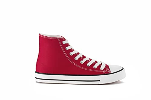 CULTZ Diamond Unisex Sneaker Mujeres Hombres High Top Sneakers Altas Zapatillas de Deporte Superiores Rojo 43