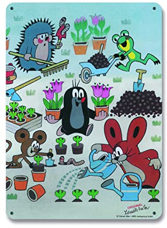 Logoshirt® Krtek, el Topo - Jardin - Cartel de chapa - Placa de metal - Retro - 15 x 21 cm