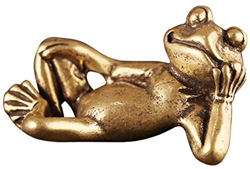 IMIKEYA 1pc Brass Frog Figurine Desktop Animal Statue 1.7 Inch