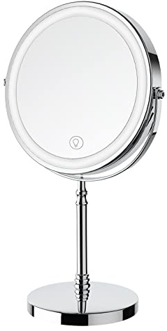 DEIOVWXS Makeup Mirror, 3000mAh Rechargeable Double-Sided Magnifying Vanity Mirror with 3 Colors, 1X/10X, Adjustable Brightness, Gifts for Mom, Mothers Day, Women, Wife, Girls, Dorm Room Essential