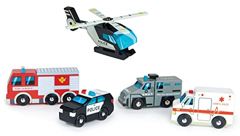 Tender Leaf Toys Encourage Social Development Car & Garage Set (Emergency Vehicles)