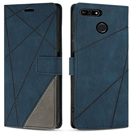 SONWO Coque pour Huawei Y6 2018 / Huawei Honor 7A, Protection Housse Etui en Cuir PU Portefeuille Livre pour Huawei Y6 2018 / Huawei Honor 7A, Emplacements Cartes, Fonction Support, Bleu