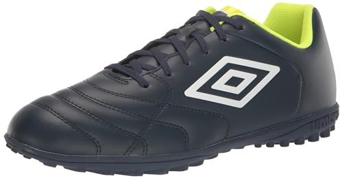 Umbro Men's Classico XI TF Turf Soccer Shoes, Navy/White/Safety Yellow, 11.5