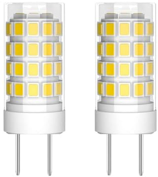 2-Pack GY6.35 LED Bulb 4W Bi-pin Base 40W Halogen Replacement T4 JC Type AC110V/120V/130V (Not 12V) for Pendant, Desk, Landscape Lighting (Daylight White 6000K)