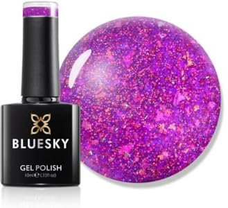 Bluesky Gel Nail Polish 10ml, Cherished Moments - XMASS2205, Purple Glitter Gel Nail Polish for 21 Day Manicure, Professional, Salon & Home Use, Requires Curing Under LED UV Nail Lamp