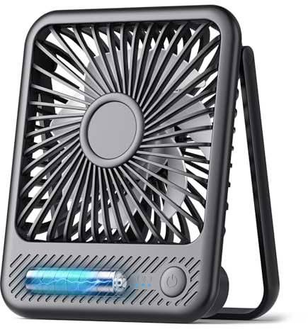 Koonie Battery Operated Desk Fan, 5'' Small USB Portable Fan with Max. 11h Runtime, Strong Wind, 180° Tilt Folding and 3 Speeds Adjustable, Ultra Quiet for Office Travel Camping Bedroom