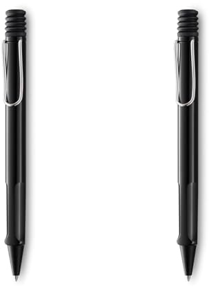 Lamy safari moderner Kugelschreiber 219 aus robustem Kunststoff in schwarz mit ergonomischem Griff und selbstfederndem Metallclip, inkl. Großraummine M 16 M schwarz (Packung mit 2)