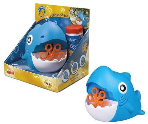 PUSTEFIX Mini Seifenblasenmaschine Hai I Seifenblasen Kinder Set I Bubble Spaß bei Kinderpartys & Geburtstagen
