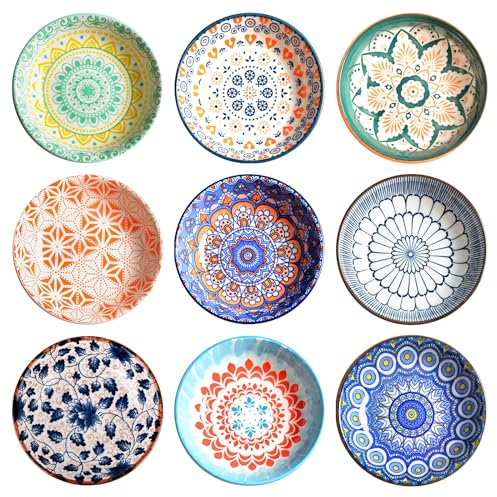 MEYAGOT 9 Pcs Desayuno Cuencos Ceramica,Cuenco Sopa Porcelana,Cuenco De Cerámica,Cuencos De Cerámica,Bol Para Cereales,Tazones Desayuno Para Helado,Snack,Postre,Especias