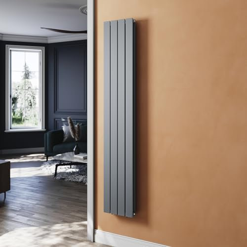 SUNXURY Radiatore piatto, colore antracite, 1800 x 308 mm, radiatore per bagno, design verticale, a doppio strato, con attacco centrale