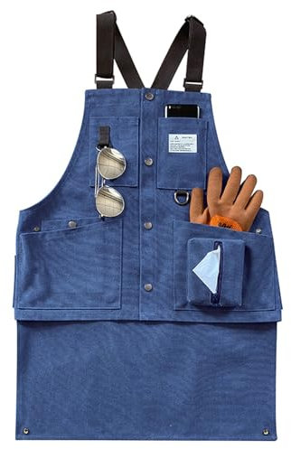 TRAGLO Cross-Back-Schürze, verstellbare Retro-Gartenschürze mit Taschen, wasserdichte Arbeitsschürze für Männer und Frauen, geeignet für Camping, Outdoor (Color : A)