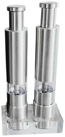 LOVIVER 2X macinapepe macinapepe e Sale macinapepe Manuale in Acciaio Inossidabile macina Sale e per Barbecue Domestico da Campeggio, Base acrilica