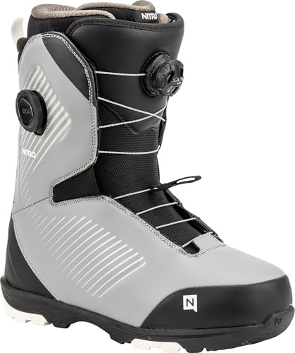 Nitro Club Boa Dual All Mountain Freeride Freestyle Schnellschnürsystem Boot Snowboardboot Bottes de Snowboard pour Hommes, Gris foncé/Noir, 28.5