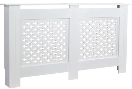 Home Source Radiator Cover Wooden Wall Cabinet Shelf Decorative Grill, White, Large 152cm