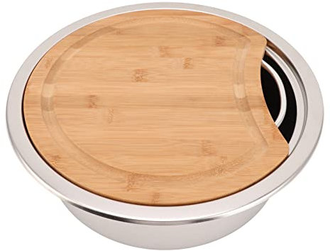 Wohnmobil-Waschbecken, Wohnmobil-Küchenspüle, Wohnmobil-Badezimmer-Waschbecken mit Bambus-Hackklotz, 36 X 11,9 Cm, Edelstahl 304, für Boote, Wohnmobile, Wohnwagen, Wohnmobile