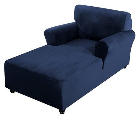 SXZAGZR Chaiselongue-Bezug, Samt Chaiselongue Schonbezüge, Anti-Rutsch Sofabezug, Relaxliege Stuhlbezüge, Schonbezug Stretch rutschfest (Marineblau)