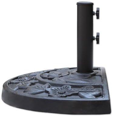 Helios&Hestia Base per ombrellone semicircolare da 15 kg, in resina resistente, per esterni, patio, mercato, ombrello contro il muro, nero