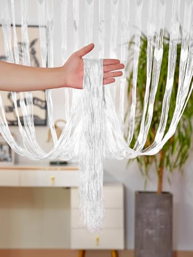 Whakano 2 Stück Fadenvorhang mit Herz,Fliegengitter Raumteiler,String Türvorhang Fensterdekoration,Dekorative Gardine,Wohnaccessoires,Schaufensterdekoration,für Party,Hochzeit,Café,Restaurant,Weiß