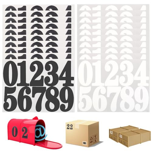IETWATE 20 Stück Zahlen Aufkleber, 0-9 Klebezahlen Wetterfest, 10cm Selbstklebende Aufkleber Zahlen, Multifunktionale Hausnummer Klebend für Postfach Schilder Fenster Mülltonne, Schwarz und Weiß