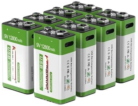 Batterie Rechargeable 12800 MAh Micro USB Batteries Au Lithium, Compatible for Multimètre Microphone Jouet Télécommande KTV BruNew 9 V Li-ION Batterie(8PCS)