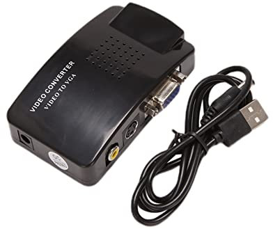 Quystetes AV to VGA Adapter VGA Converter PC Composite S-Video AV Input to PC VGA LCD Output Converter Switch Box