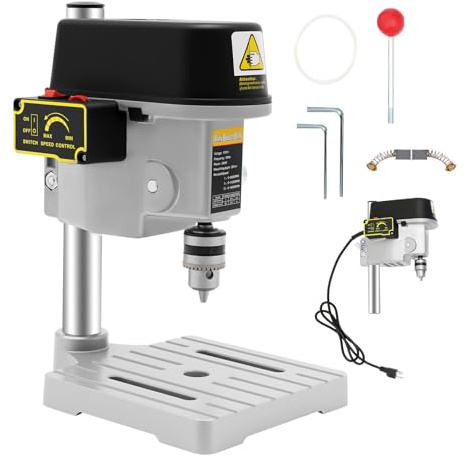 3-Speed Portable Electric Benchtop Drill Press, Mini Drill Press for DIY Creation, with 10mm Chuck and Laser Scale, Jewelry Making Woodworking Metal Drilling Machine 110V