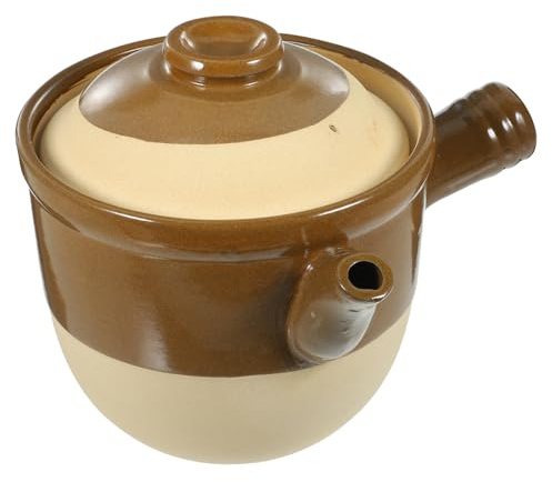 Hemobllo Olla De Barro Para Guisar Medicinas Pequeña 2 Litros Cerámica Resistente Al Fuego Para Cocina Tradicional Tapa Adecuado Para Estofados y Sopa De Arroz