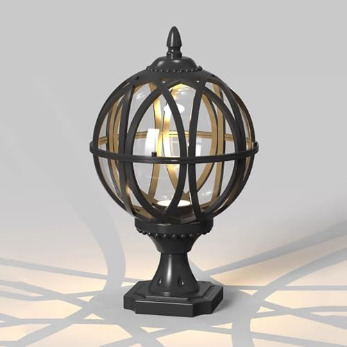Outdoor Post Lighting Fixtures Hardwired Waterproof Lamp Post Light Fixture Black Aluminum Exterior Post Lamp With Globe Glass Column Caps Lights Fence Deck Pillar Lamp For Mailbox Porch Pedestal Lamp